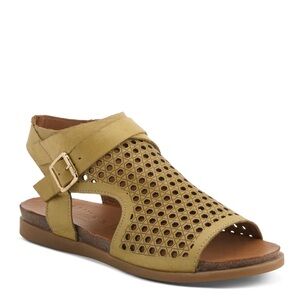 NEW | 8.5 SPRING STEP Covington Sandal “Pistachio”Leather Cut Out Sandal Flat